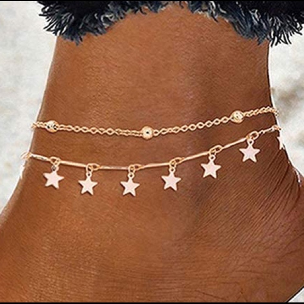 Gold Star & Bamboo Anklet